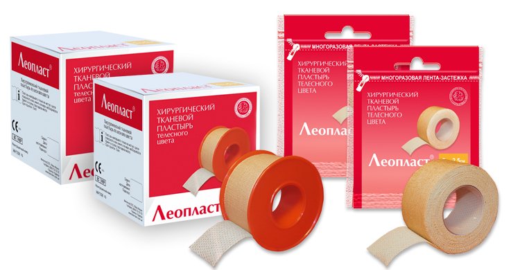 Хірургічний тканинний пластир тілесного кольору: Леопласт 5 м x 2,5см